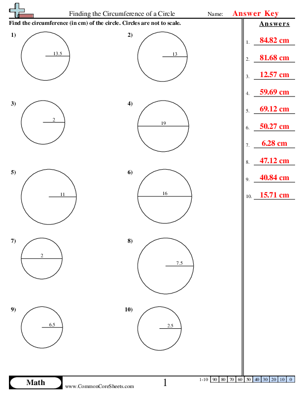 circumference of circles worksheet