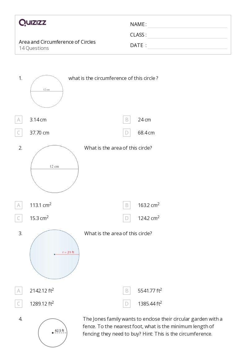 50+ area and circumference of circles worksheets on Quizizz | Free ...
