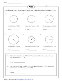 Circumference and Area of Circles Worksheets