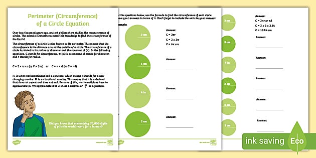 Circumference of a Circle Worksheet PDF |  USA