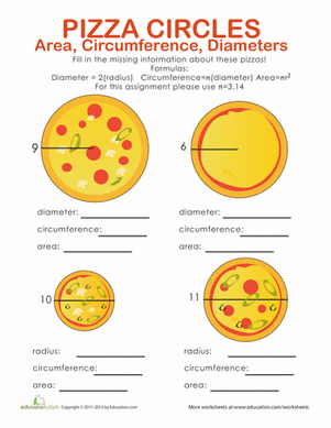 Circumference and Area of a Circle | Worksheet 