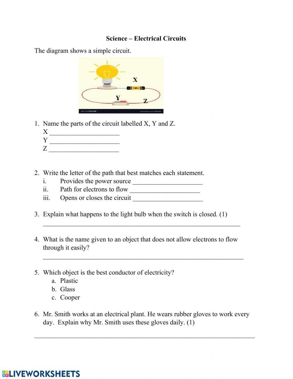 Circuit Diagrams Worksheet | Teach Starter - Worksheets Library