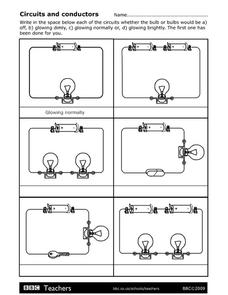 Circuits and Conductors Worksheet for 3rd - 4th Grade | Lesson Planet