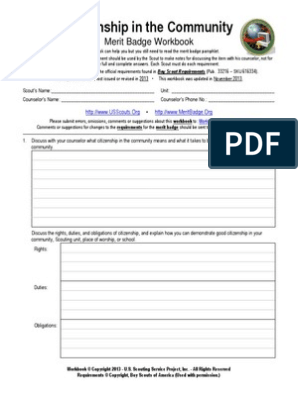 citizenship in the community worksheet answers