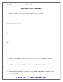 Citizenship Worksheets