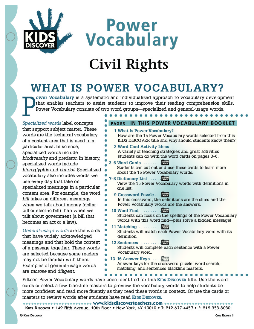 civil rights vocabulary worksheet