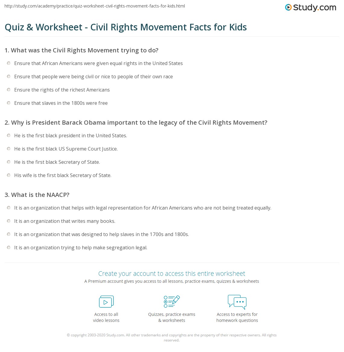 civil rights worksheet answers