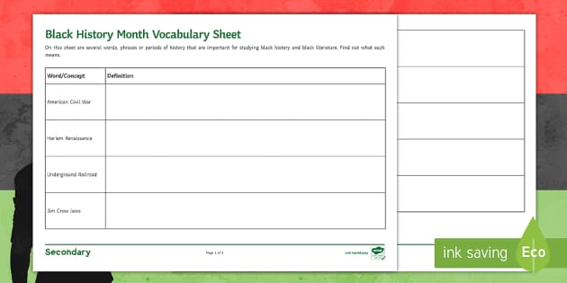 Vocabulary of the Civil Rights Movement Worksheet - Twinkl