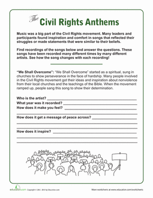 civil rights worksheet middle school
