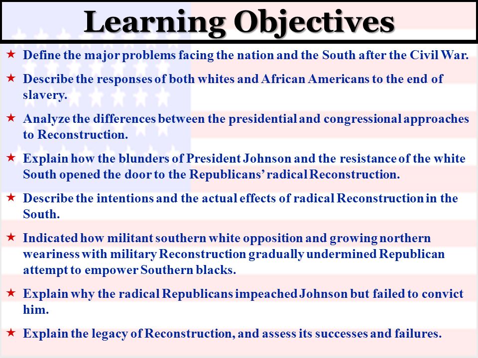 Learning Objectives  Define the major problems facing the nation ...