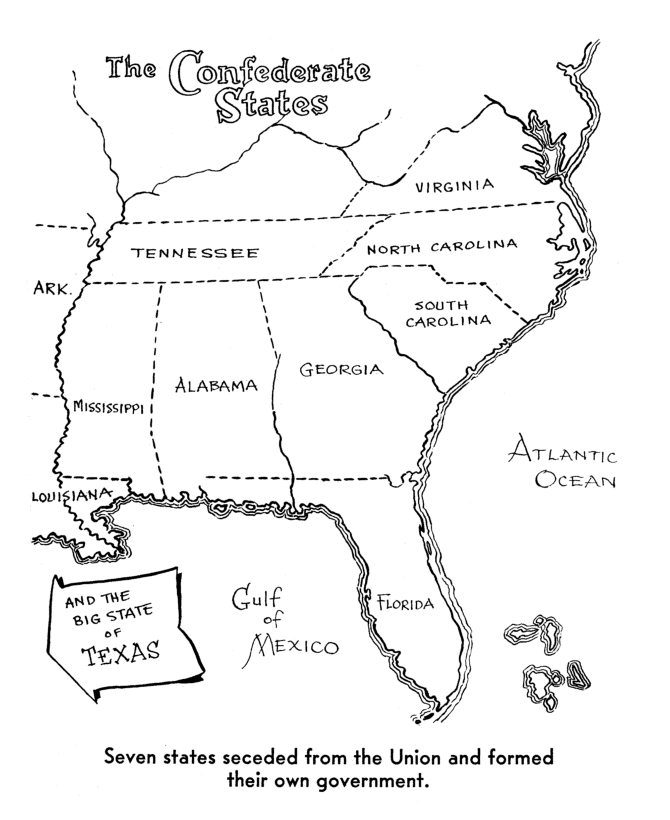 USA-Printables: Map of the Confederate States - America Civil War ...