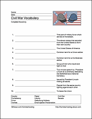 civil war printables