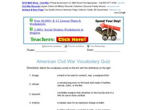 civil war vocabulary worksheet