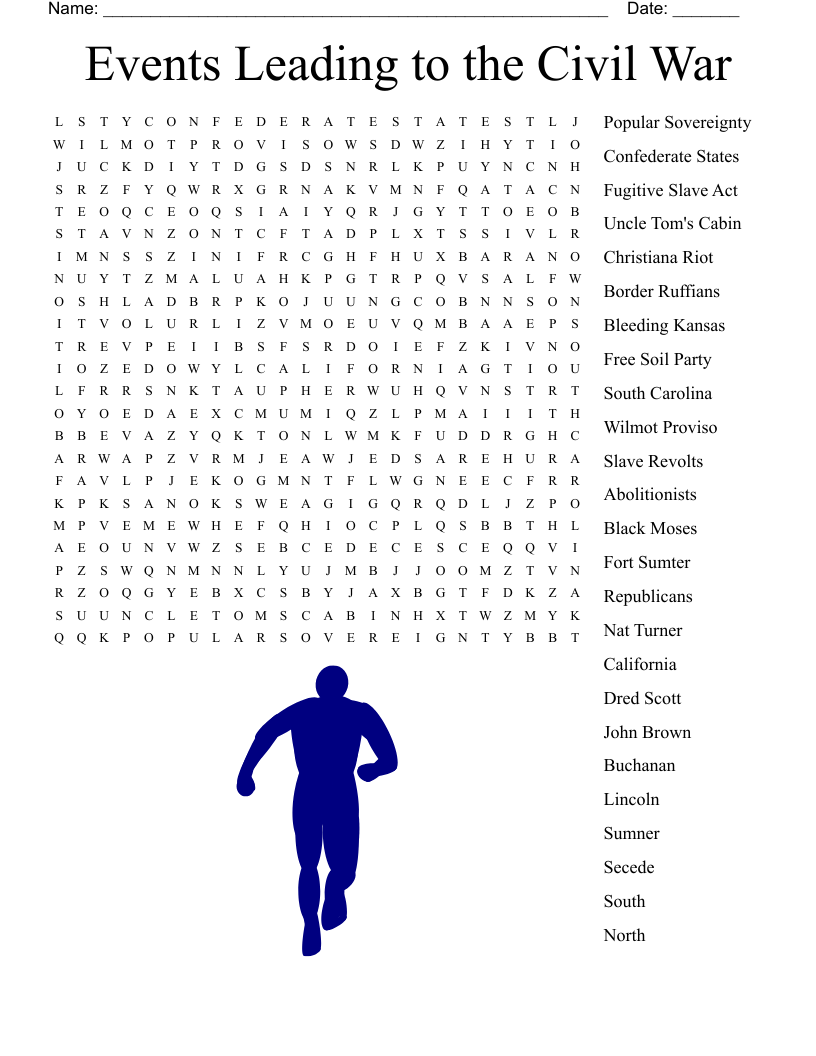 Events Leading to the Civil War Word Search - WordMint