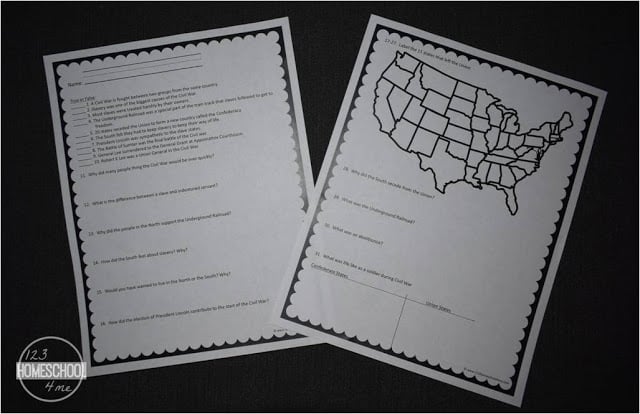 FREE FREE Printable Civil War Worksheets for Kids