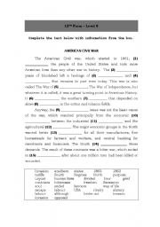 Civil War worksheets