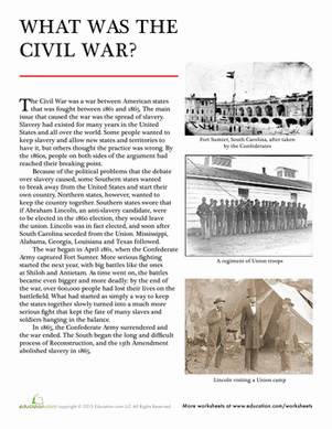 What Was the Civil War? | Worksheet 
