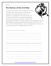 civil war worksheet for fifth graders
