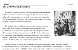 The Civil War and Inflation - Reading Comprehension Worksheet ...