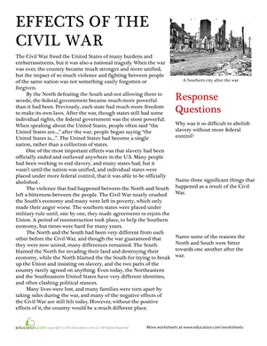 civil war worksheet for fifth graders