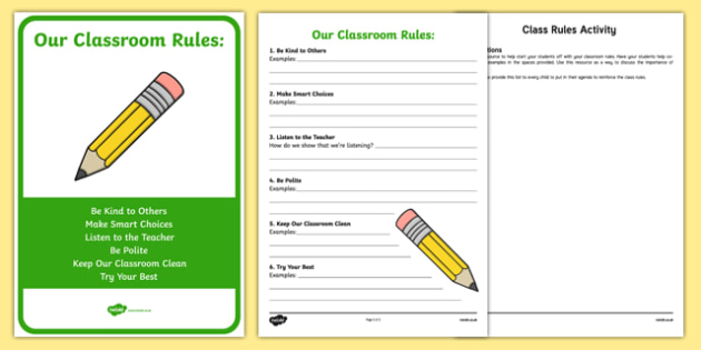 Class Rules Worksheet and Display Pack (Lehrer gemacht)
