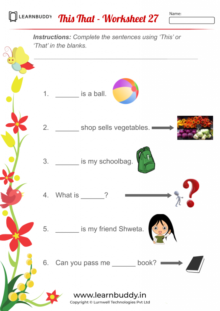 This That Practice Worksheets for Class 1 - Learnbuddy.in