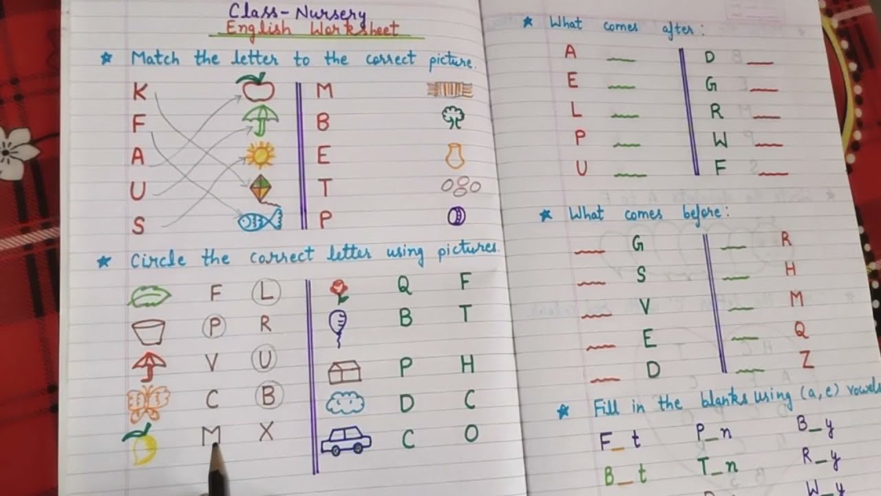 Nursery worksheet - YouTube
