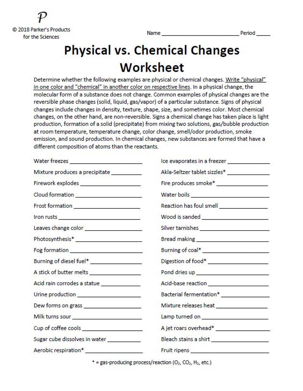 classification of chemical reaction worksheet