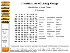classification of living things worksheet