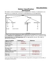 Matter Classification Worksheet.docx - Name: Karla Martinez Matter ...