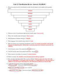 Classification and Taxonomy worksheet answers | Exercises Animal ...