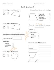 Classify Quadrilaterals Worksheet for 3rd - 4th Grade | Lesson Planet