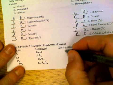 Classifying Matter Worksheet - YouTube
