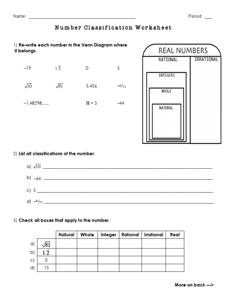 Number Set Worksheet 2 PDF Worksheets Library