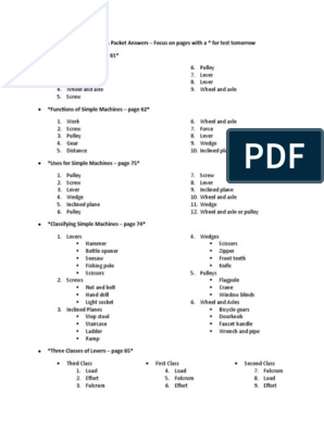 Answers To 8th | PDF | Lever | Machines