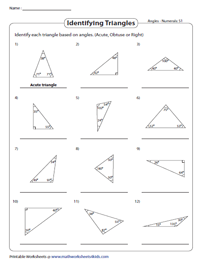 Classifying Triangles based on Sides and Angles Worksheets