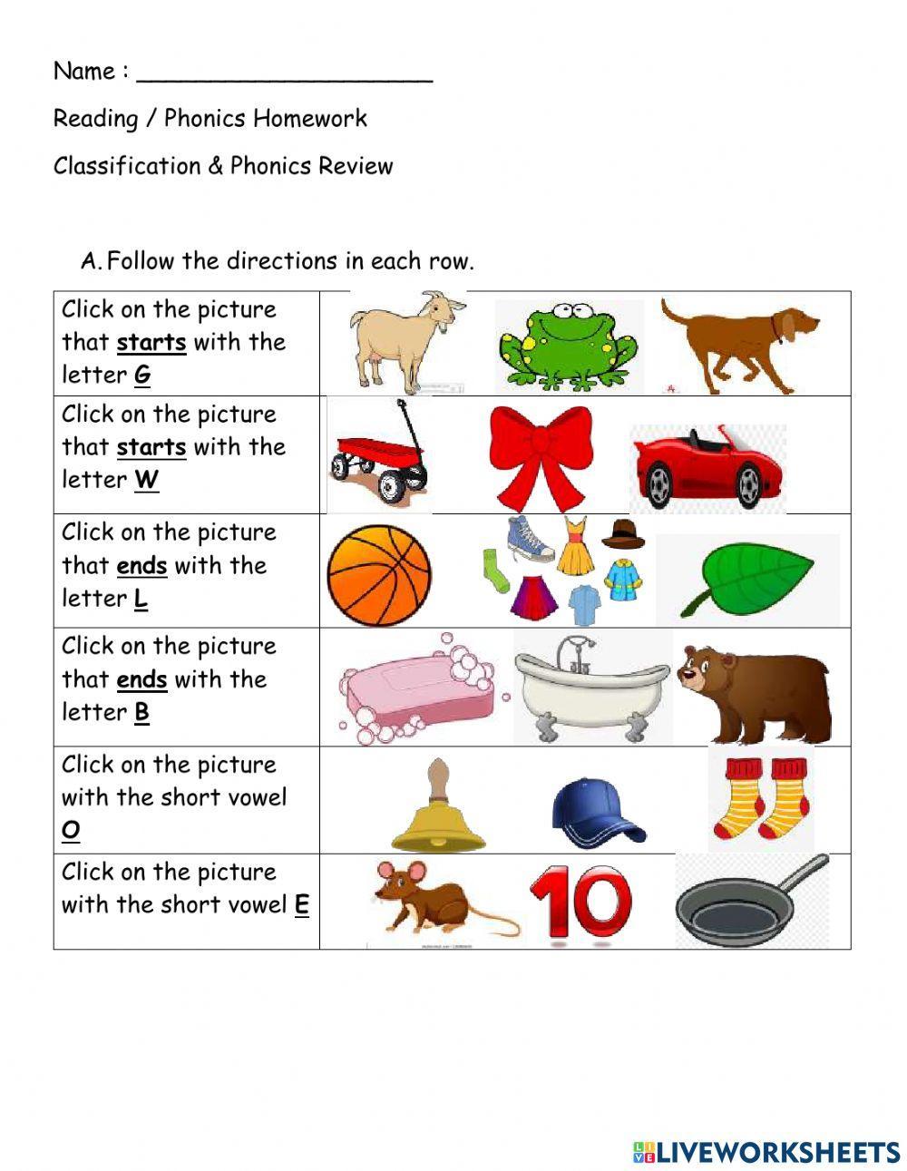 Classification worksheet for Grade 1 | Live Worksheets - Worksheets Library