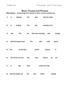 Clauses and Phrases Lesson Plans &  Worksheets Reviewed by Teachers