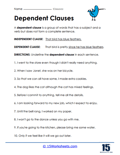 Clauses Worksheets - 15 Worksheets Library