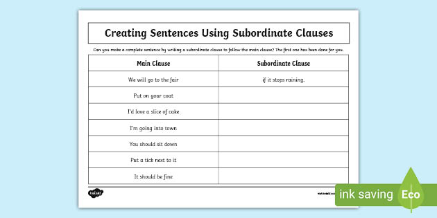 clauses worksheet