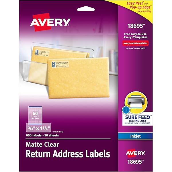 Matte Clear Printable Shipping Address Labels, Inkjet/Laser ...