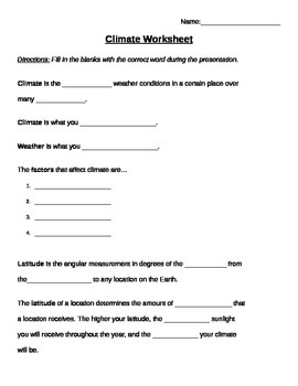Climate Worksheet by Blooming Bilinguals worksheets library
