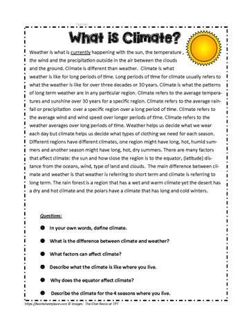 What is Climate? Worksheets