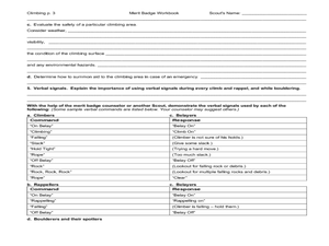 Climbing: merit badge Worksheet for 5th - 12th Grade | Lesson Planet