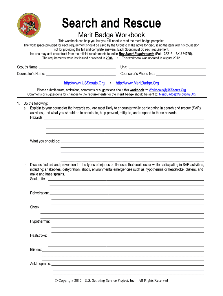 climbing merit badge worksheet