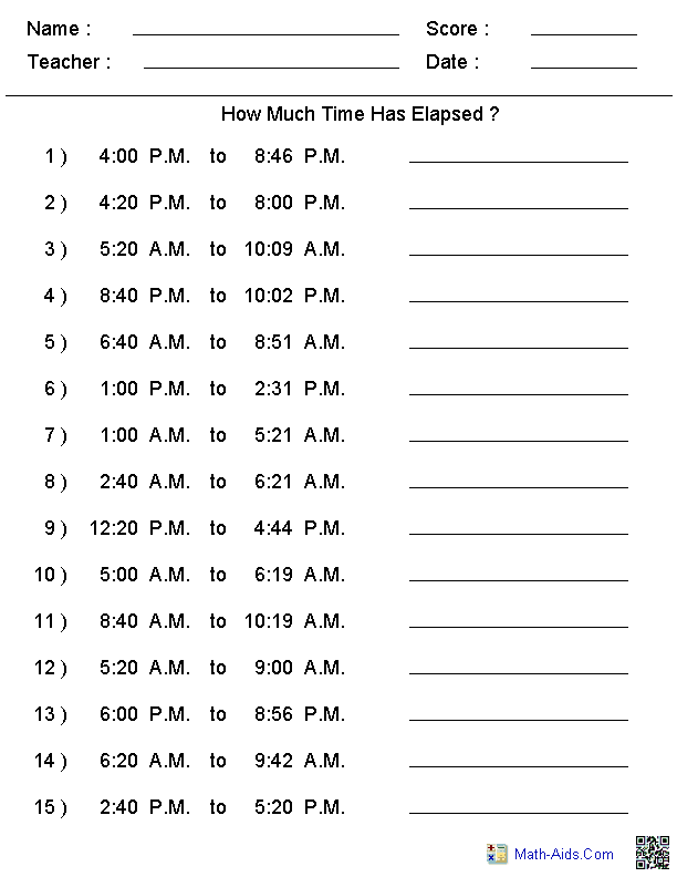 Time Worksheets | Time Worksheets for Learning to Tell Time
