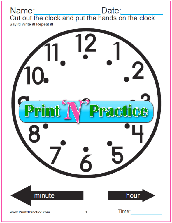 13 Clock Cut Out Worksheet - Free PDF at worksheeto.com