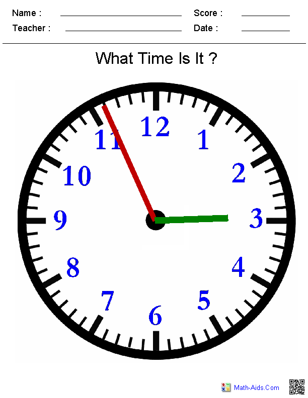 clock faces worksheet
