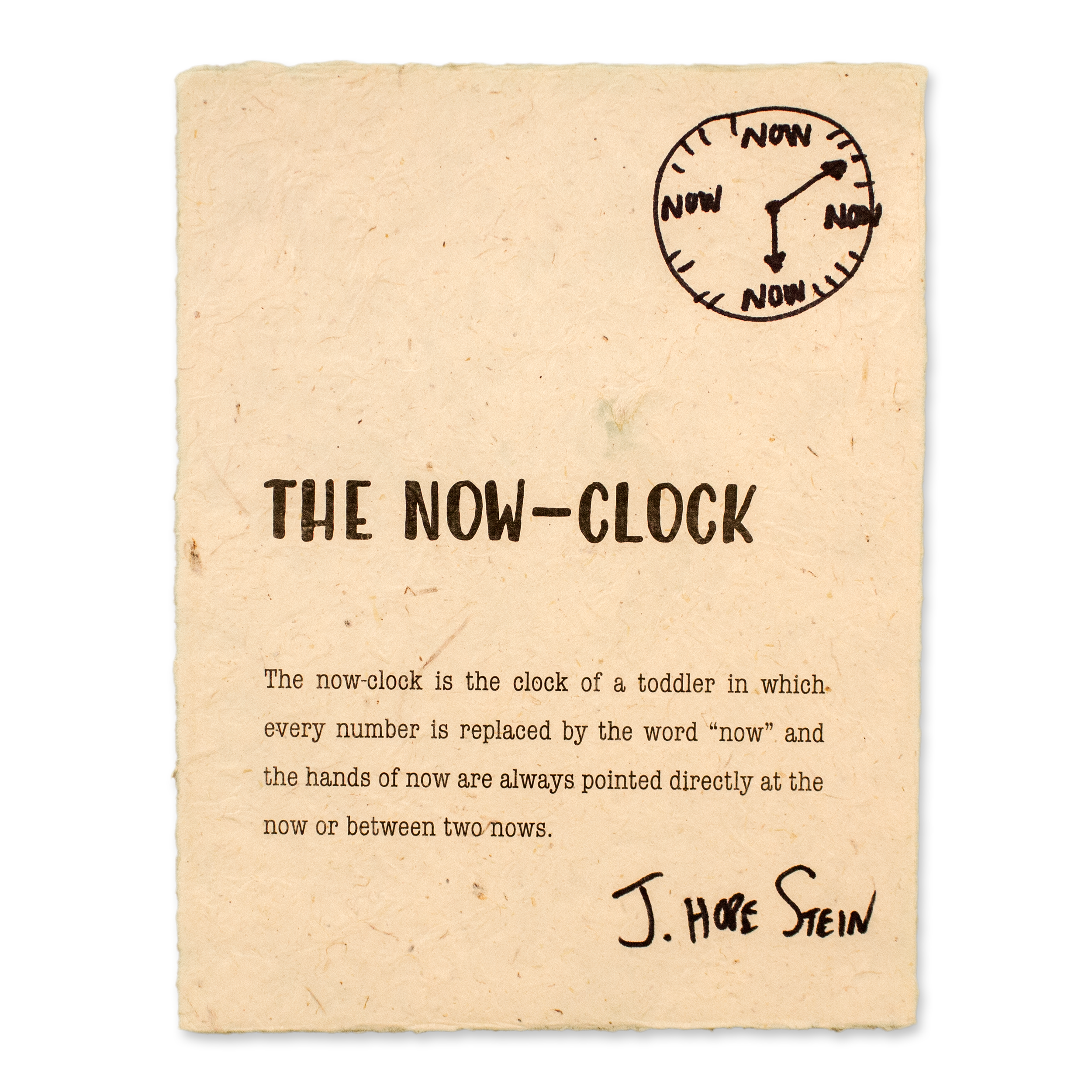 SIGNED] the now-clock Poetry Broadside | J. Hope Shop | Online ...