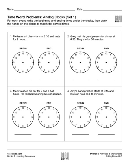 clock practice worksheet